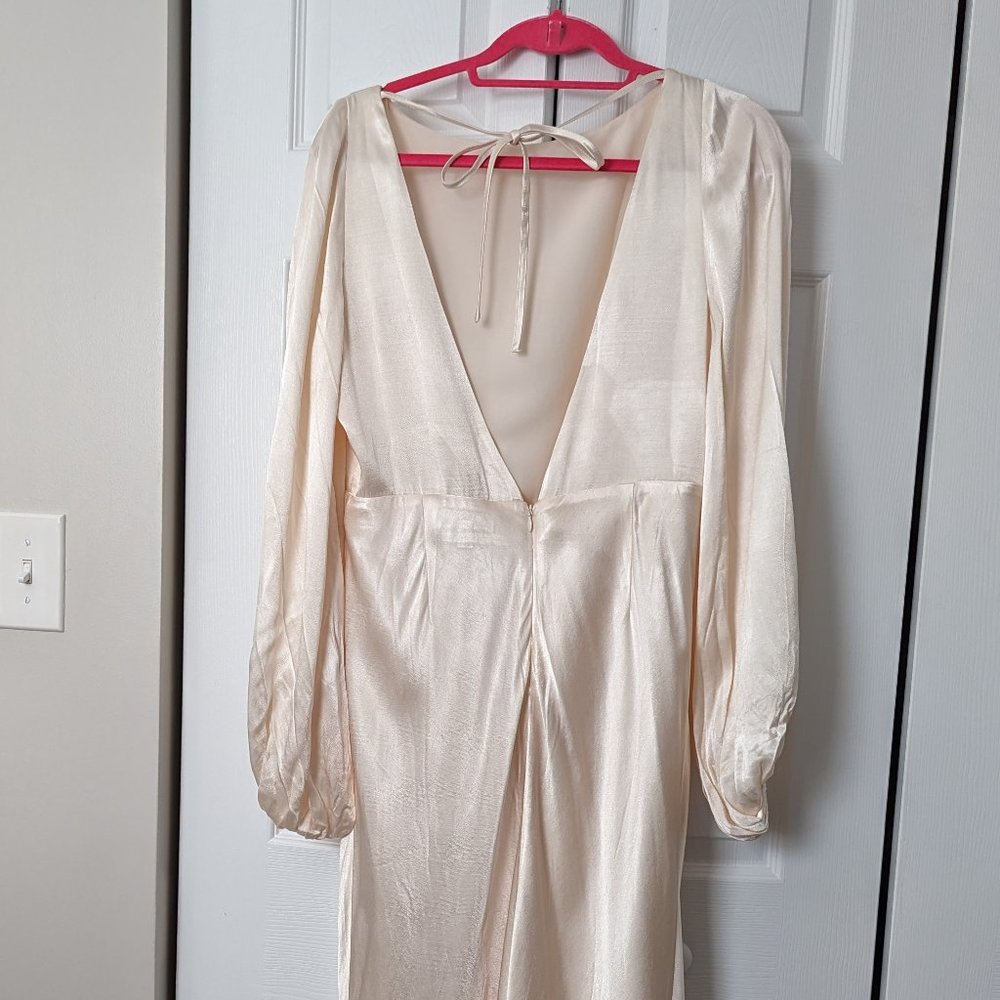 Shona Joy La Lune Balloon Sleeve Backless Midi Dress- Cream - Picture 10 of 15